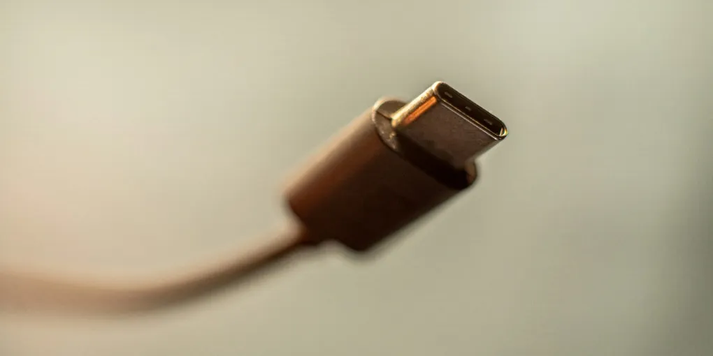 A close-up of a USB-C cable.